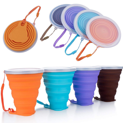 Folding Cups 270ml BPA FREE Food Grade Water Cup Travel Silicone Retractable Coloured Portable Outdoor Coffee Handcup ► Photo 1/6