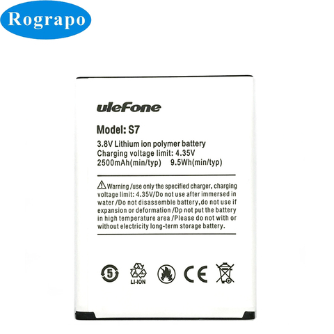 New 2500mAh MTK6580 Replacement Battery For Ulefone S7 / S7Pro Pro 5.0inch Smart Phone Batteries Accumulator ► Photo 1/4