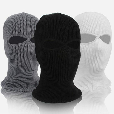 Winter Balaclava 2/3 Hole Full Face Mask Cap Knitting Motorcycle Face Shield Outdoor Riding Ski Mountaineering Head Cover ► Photo 1/6