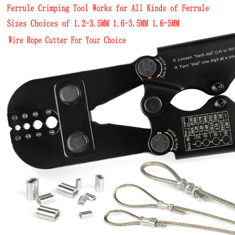 HQ FP01 Ferrule Sleeves Press Pliers Crimping Tool Steel Wire Rope Cutter For 1.2-5MM Wire Rope And All Types Ferrule Crimper ► Photo 1/6