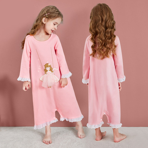 Girls Nightdress Pajamas 2022 Spring Kids Pijamas Pink Cartoon Princess Long-Sleeved One-Piece Pyjamas For Children 3-12 Years ► Photo 1/5