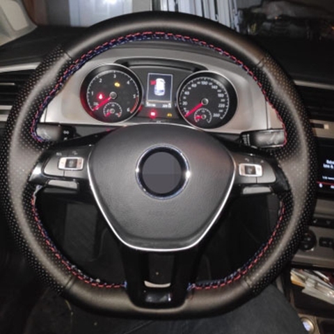 DIY Black Steering Wheel Cover Artificial Leather Car Steering Wheel Cover For Volkswagen VW Golf 7 Mk7 New Polo Jetta Passat B8 ► Photo 1/6