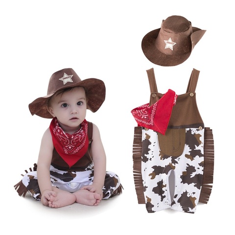 Cowboy Costume Rompers for Baby Boys Toddler Infant Halloween Christmas Birthday Party Cosplay Costumes Fancy Dress ► Photo 1/5