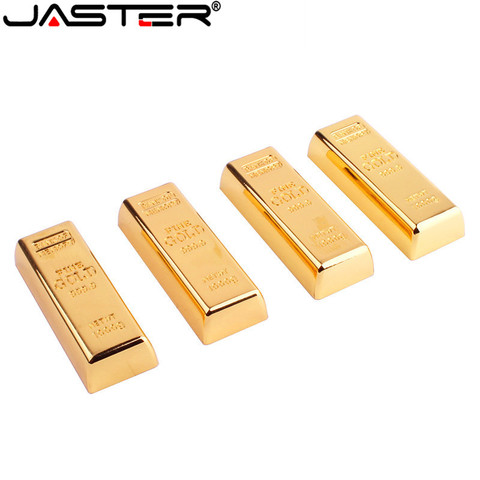 JASTER Metal simulation Gold bars model USB Flash Drive pen drive Golden memory card pendrive 4GB/8GB/16GB/32GB/64GB thumb drive ► Photo 1/6