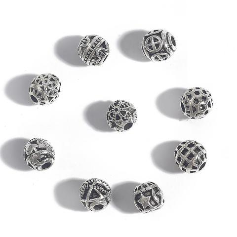 20pcs/lot 6mm Antique Silver Color Tibetan Hollow Metal Beads Loose Spacer Beads For Jewelry Making DIY Charm Bracelet Necklace ► Photo 1/6