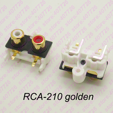 (2PCS/PACK) PCB Mount 1 Position Stereo Audio Video Jack RCA Female Connector TWO hole (W+R) RCA-210 Golden ► Photo 1/1