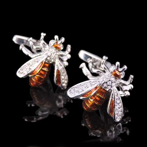 Free shipping, high-end luxury men's shirt Cufflinks new animal crystal bee Cufflinks classic French shirt bee Cufflinks ► Photo 1/1