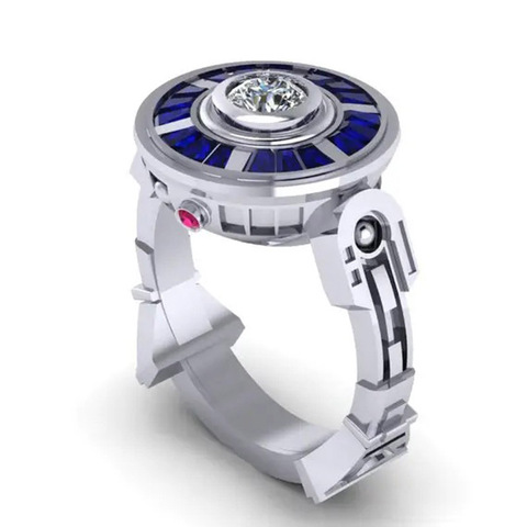 New luxury exquisite  robot UFO shape geometric jewelry ladies engagement wedding Valentine's Day gift ring ► Photo 1/1