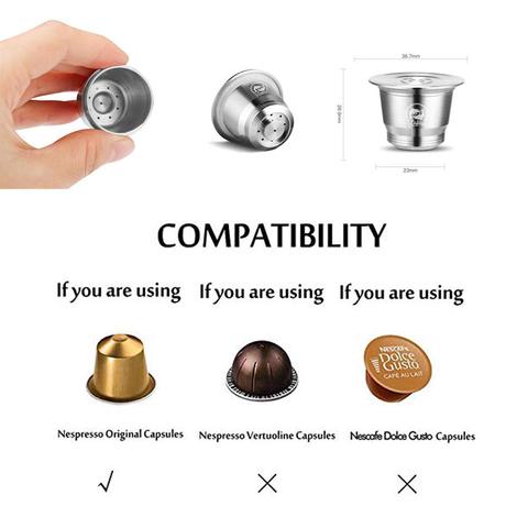 iCafilas Nespresso Reusable Refillable Capsule Pods Compatible