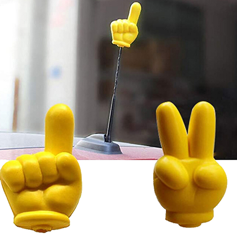 Hot sale Yellow Cute Victory Finger Car Antenna Topper Eva Decorative Car Topper Balls ► Photo 1/6