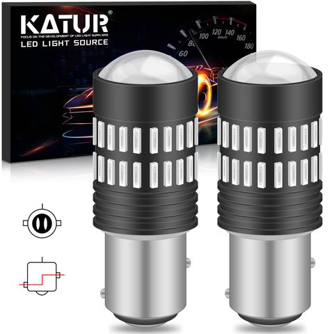 Katur 2pcs 1157 BAY15D P21/5W Led Auto Brake Lamp Dual / Two Contact Bayont Stop Lights Red White Orange/Amber 12V DC 1200LM ► Photo 1/6