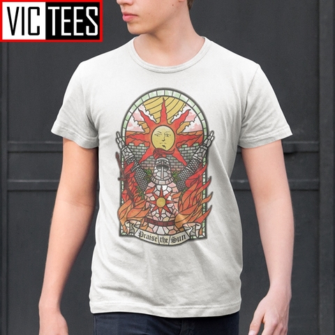 Men's Dark Souls 3 Church of the Sun T-Shirt Praise the Sun Youth Tees Cotton New T Shirt Fashion Clothing ► Photo 1/6