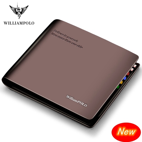 Williampolo leather wallet men's short fashion double fold slim credit card bag convenient pure leather driver's license Wallet ► Photo 1/6