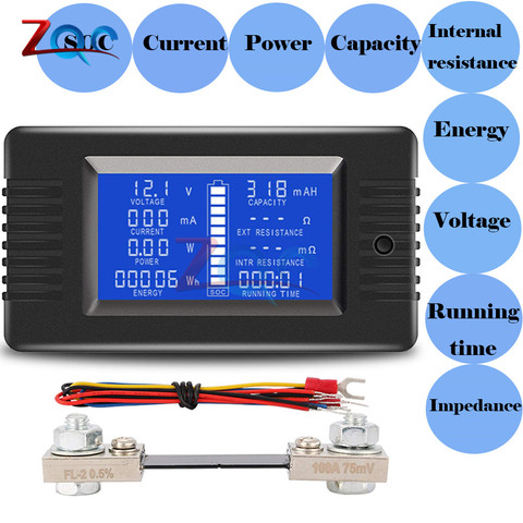 DC 0-200V 0-300A Digital Voltmeter Ammeter Car Battery Tester Capacity Resistance Voltage Current Power Energy Meter Monitor ► Photo 1/6