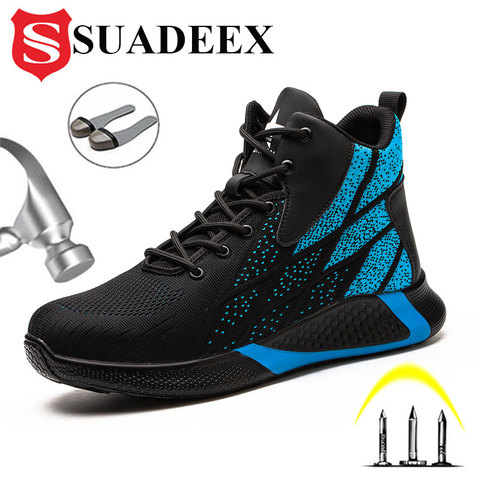 SUADEEX Work Boots Safety Steel Toe Shoes Men Breathable Sneakers Shoes Ankle Hiking Boots Anti-Piercing Protective Footwear ► Photo 1/6
