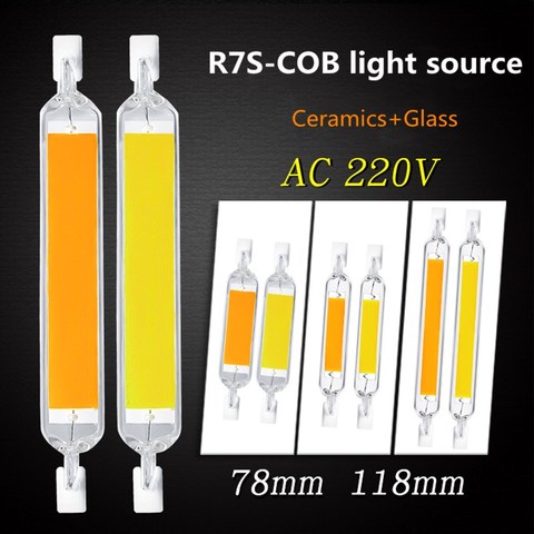 R7S LED 78mm 6W 12W R7S Spotlight 118mm 18W 24W 220V Dimmable COB Lamp Bulb Glass Tube Replace 30W 50W 100W Halogen Lamp Light ► Photo 1/6