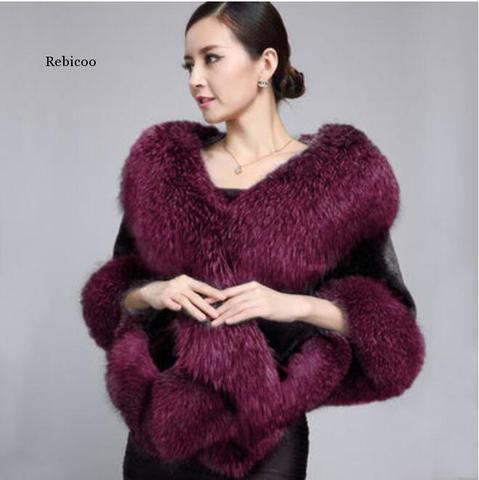 Luxury Elegant Womens Faux Mink Cashmere Winter Warm Fur Coat Shawl Cape Fashion Solid Ladies Faux Fur Pashmina Poncho ► Photo 1/5