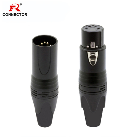 1PC XLR Cable Connector, 5Pins XLR Male Plug or Female Jack Adapter for Microphone/MIC, Zinc Alloy Case+Copper Contact ► Photo 1/4