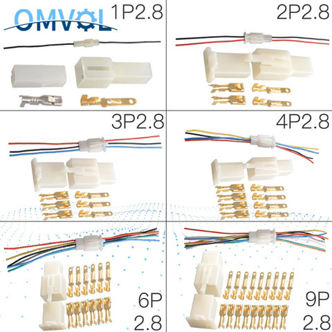 1set 2.8mm connector 1P/2P/3P/4P6P/9P 2pin Electrical 2.8 Connector Kits Male Female socket plug for Motorcycle Motorbike Car ► Photo 1/6