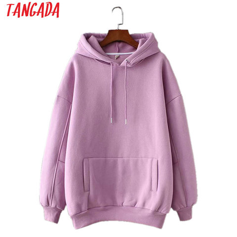 Tangada women fleece hoodie sweatshirts winter japanese fashion 2022 oversize ladies pullovers warm pocket hooded jacket SD60 ► Photo 1/5