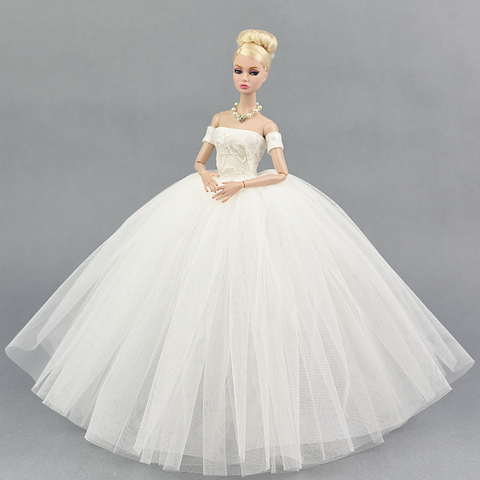 Wedding Dress For Barbie Doll original 1/6 BJD Party Evening Gown Bubble skirt Clothing Outfit Accessories vestiti white black ► Photo 1/6