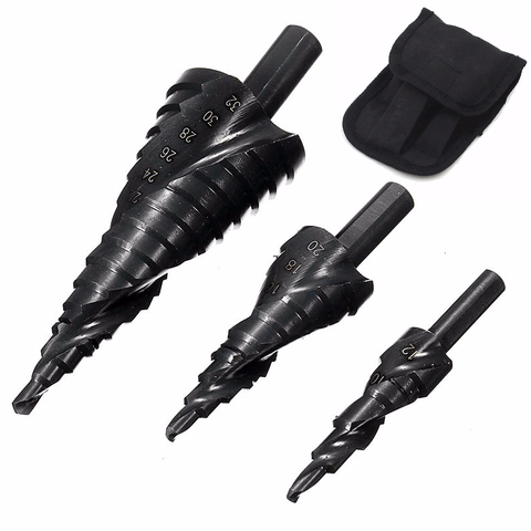 Brocas  Cobalt Step Stepped Drill Bit Set Nitrogen High Speed Steel Spiral For Metal Cone Triangle Shank Hole woodworking tools ► Photo 1/6