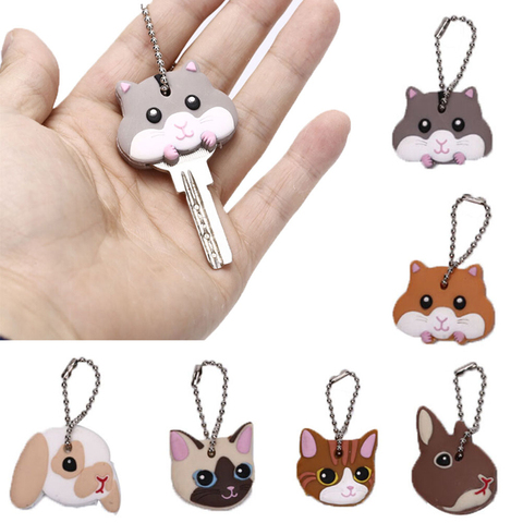 1Pc Silicone Key Ring Cap Head Cover Keychain Case Shell Dog Butterfly Cat Animals Shape Lovely Jewelry Gift ► Photo 1/6