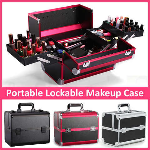 Portable Professional Cosmetic Bag Suitcases For Cosmetics Large Capacity Women Travel Makeup Bags Box Manicure Cosmetology Case ► Photo 1/6