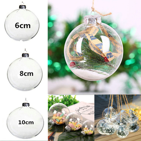 Clear Plastic Christmas Balls Baubles Sphere DIY Fillable Xmas Tree Ornament 6/8/10CM Wedding Bar Christmas Hanging Decorations ► Photo 1/6