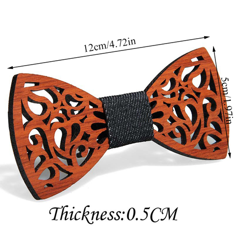 Vintage Men Wooden Bow Tie Hollow Out Carved Retro Wooden Neck Solid Color Bow Tie High Quality Ties For Men Butterfly Tie Hot ► Photo 1/6