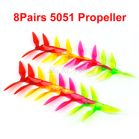 8 Pairs 5051 3-Blade Tri blade Transparant Propeller Prop 5.0mm Mounting Hole for FPV Race RC Racing Drone Wizard X220S ► Photo 1/1