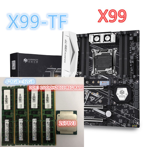 HUANANZHI X99 motherboard set with Xeon E5 2678 V3 4pcs 8GB=32GB 1600MHz DDR3 ECC REG memory  X99  2678V3 ► Photo 1/4