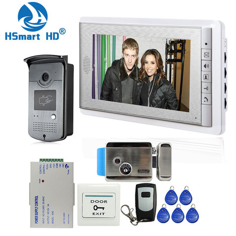 Home Wired 7 inch Video Door Phone Intercom Entry System 1 Monitor + 1 RFID Access IR Camera + Electric Control Door Lock ► Photo 1/6