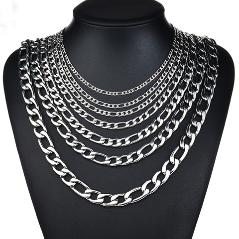 1 piece 8-30 Inches Sliver Figaro Chain Necklace 3mm-7.5mm Stainless Steel Figaro Link Chain for Men Women ► Photo 1/6