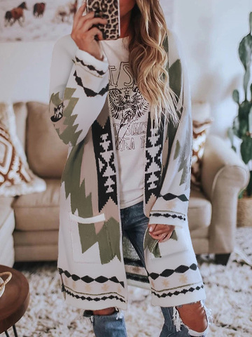 AYUALIN Long Sleeve Cardigan Women's Coat Ethnic Boho 2022 Autumn Winter Coats Bohemia Hippie Casual Female Jumper Outerwear ► Photo 1/6