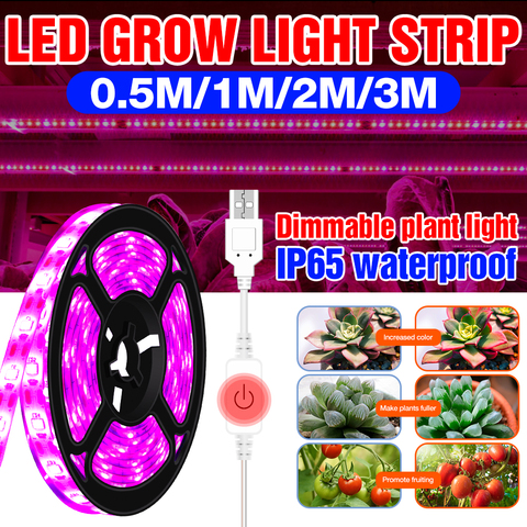 Plant Lamp USB Phyto Growing Light Led Full Spectrum Dimmable Strip Light Led For Indoor Plants Seedlings Flower 0.5M 1M 2M 3M ► Photo 1/6