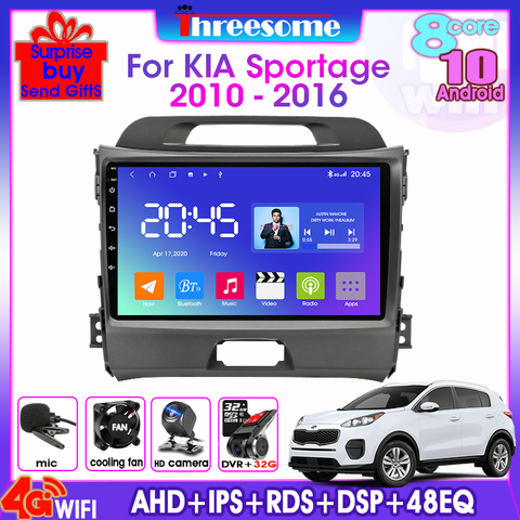 Android 10.0 4+64G 2 din Car Radio Multimedia RDS DSP 48EQ IPS Video Player For KIA Sportage3 2010-2016 GPS Navigation Autoradio ► Photo 1/6