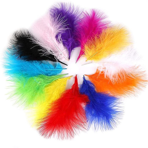 100pcs 4-6 Inches Colorful Real Fluffy Turkey Marabou Feathers for