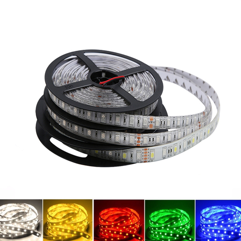 5V 12V 24V LED Light Strip TV Backlight Waterproof SMD 5050 5M Warm White 5 12 24 V Volt RGB LED Strip Light For Room Bedroom ► Photo 1/6