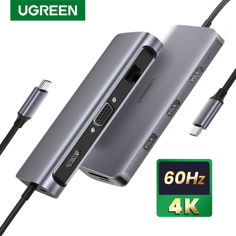 UGREEN USB C HUB 4K 60Hz 9-in-1 USB Type C to USB 3.0 HDMI VGA 100W PD Dock Splitter HUB for MacBook/Pro/Air iPad Pro USB C HUB ► Photo 1/6