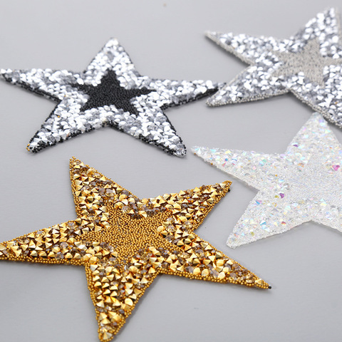 6x6cm 7 Color Crystal Rhinestone Star Iron on Patches Applique for Clothing Shoe Bag Sticker Stripes Clothes Sticker Accessories ► Photo 1/6