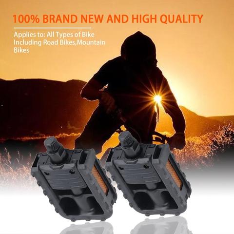 1 Pair Universal Plastic Mountain Bike Bicycle Folding Pedals Non-slip Black For All Types of Bike With Toothed Edges ► Photo 1/6