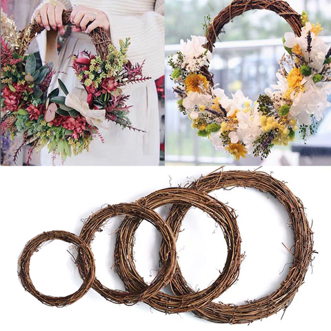 Natural Rattan Wreath Grapevine Wreath Base DIY Crafts for Wedding Party Door Garland Home Hanging  Decorations ► Photo 1/6