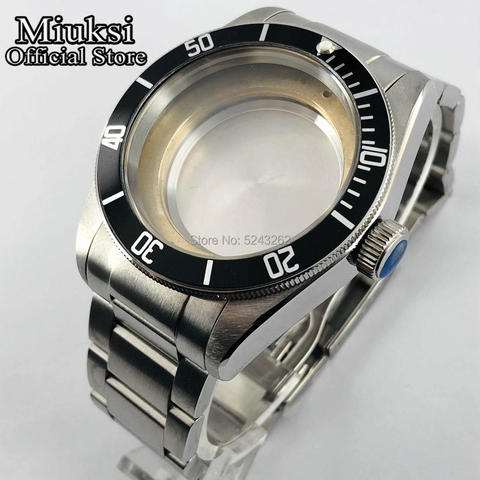 Miuksi 41mm sapphire glass date watch case fit ETA 2836,Mingzhu 2813 miyota 8205 8215 82 series movement mens watch case ► Photo 1/6