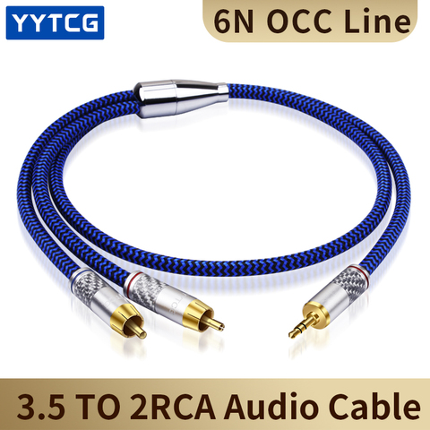 YYTCG Hifi Audio Cable Mini Jack 3.5mm to 2 RCA for Car AUX PC Headphone Mobile 1/8