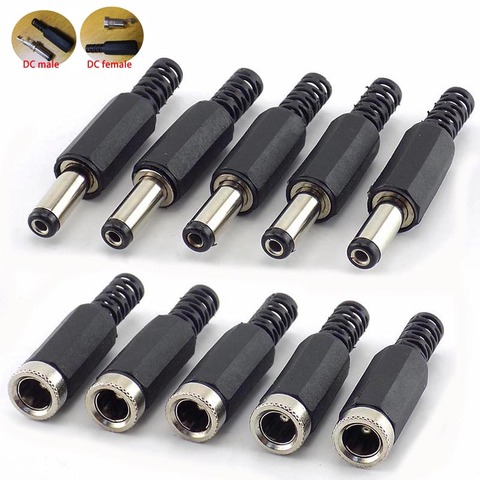 10Pcs DC Male DC Female Connectors DC Power Jack Plug Adapter Cctv Camera Security System for DIY Cctv Accessories 2.1*5.5MM ► Photo 1/6