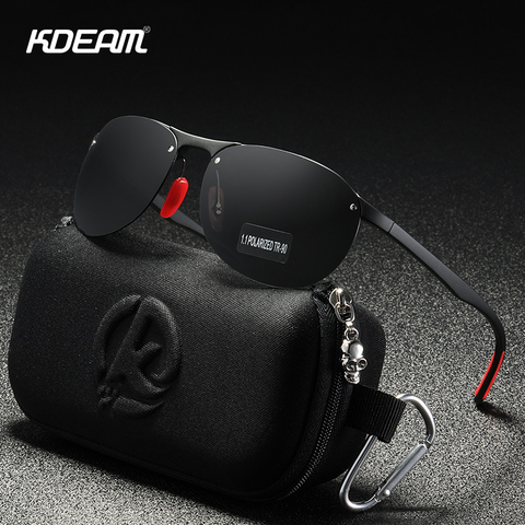 KDEAM Rimless Oval Men's Sunglasses Polarized TR90 Material Frame TAC Polarization Lense Soft Rubber Foot Cover ► Photo 1/6