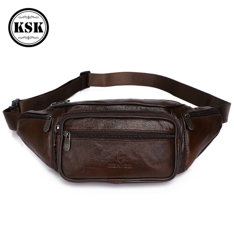 Men's Waist Pack Genuine Leather Bag Waist Belt Bag Male Leather Fanny Pack 2022 Fashion Luxury Small Shoulder Bags For Men KSK ► Photo 1/6