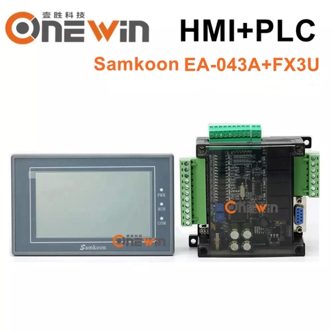 samkoon EA-043A HMI touch screen 4.3 inch and FX3U series PLC industrial control board ► Photo 1/6