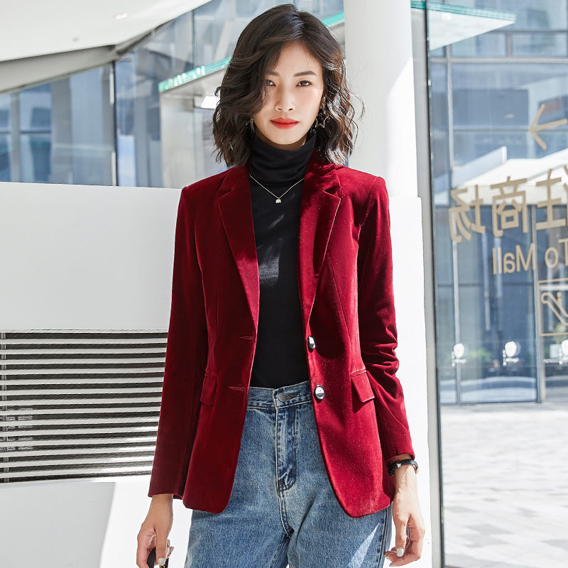 PEONFLY 2022Spring Autumn New Suit Coat Women Fashion Slim Velvet Long-sleeved Suit Jacket Female Casual Plus size Blazer ► Photo 1/6